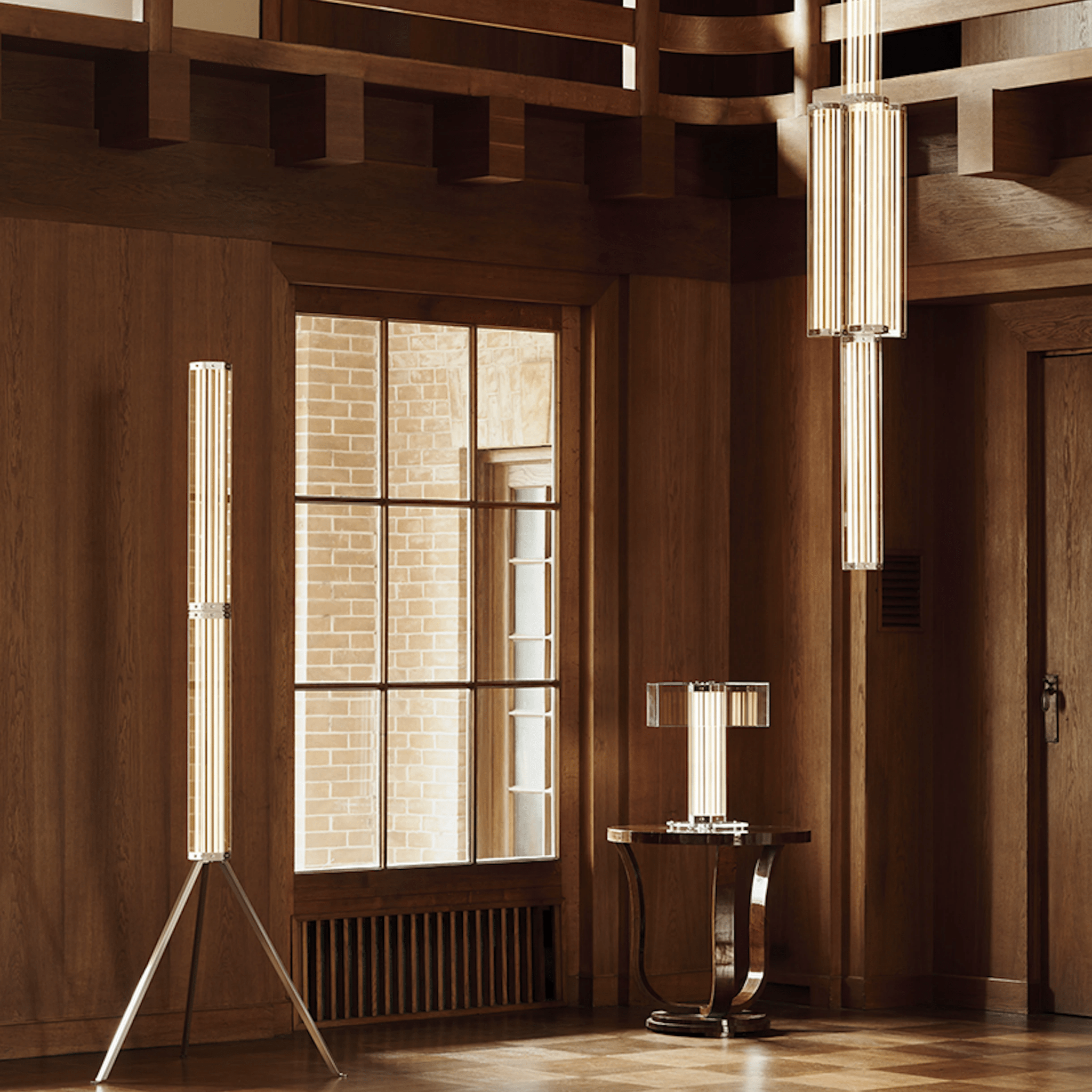 Hexagonal Glass Floor Lamp