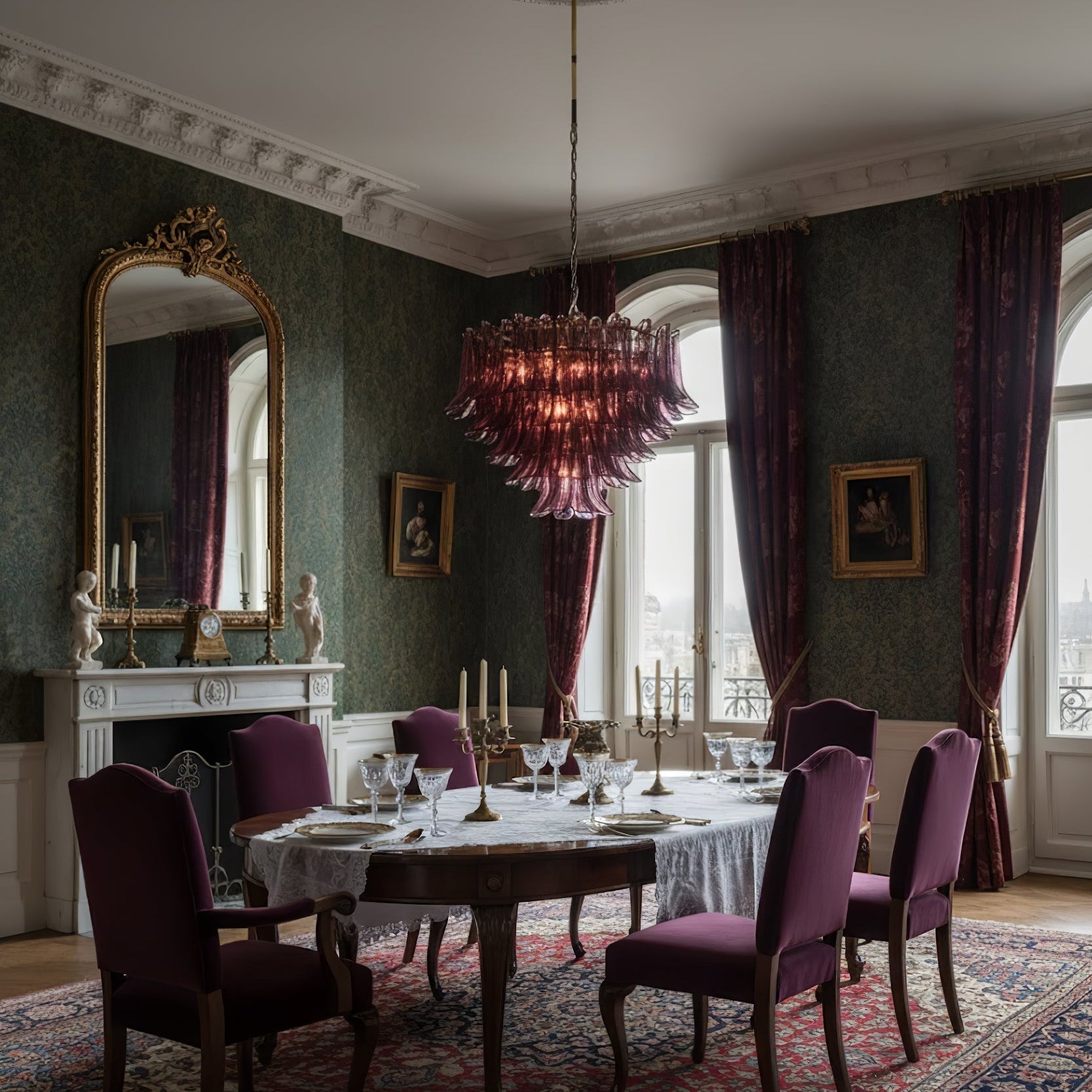 Amethyst Bloom Chandelier Glass lighting by Bling Lighting Studio
