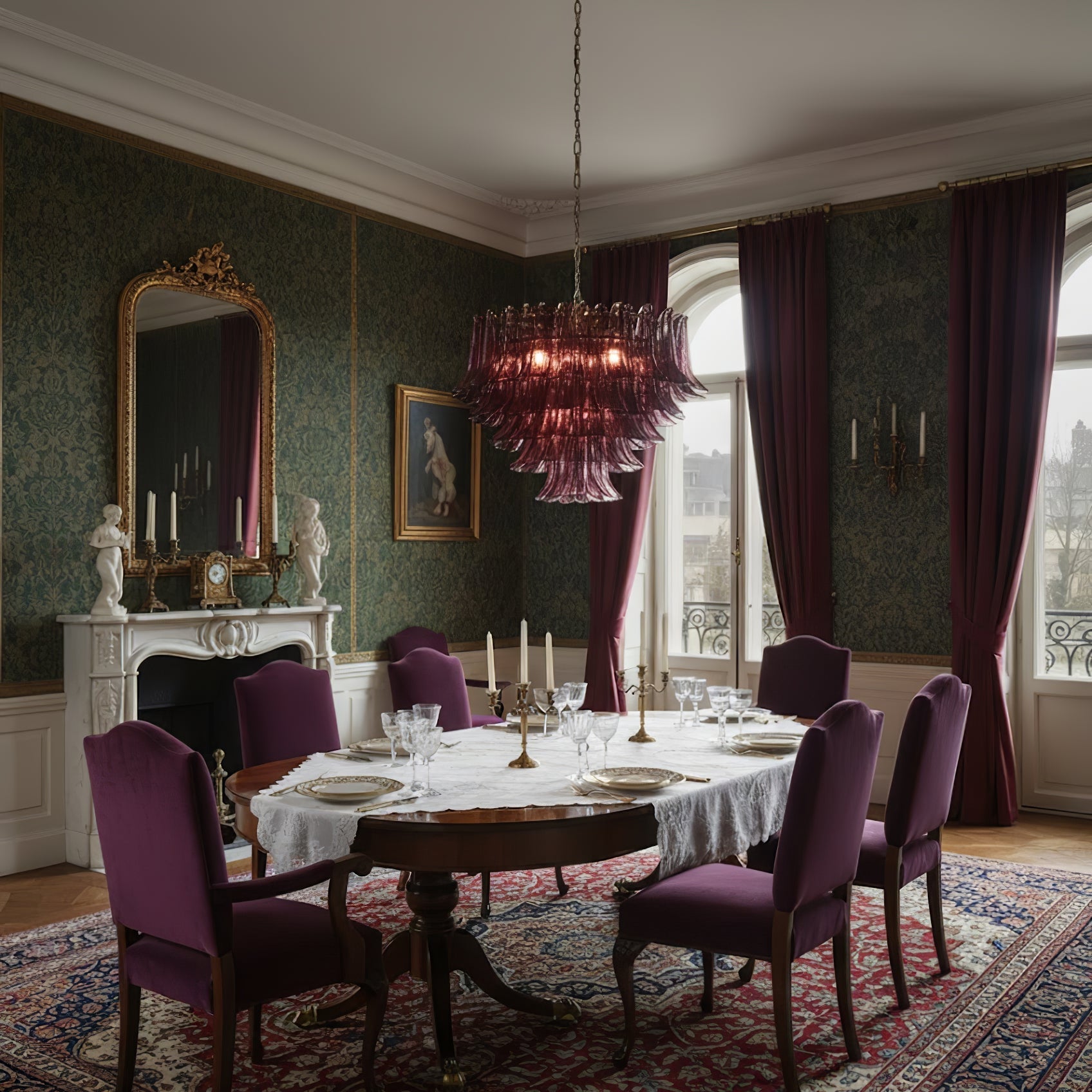 Amethyst Bloom Chandelier Glass lighting by Bling Lighting Studio