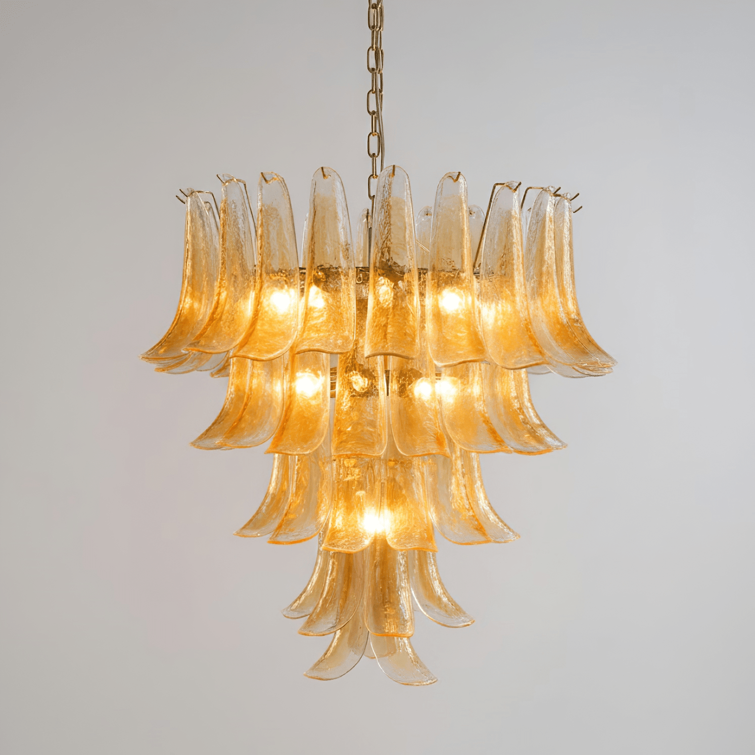 Amber Glass Petals Chandelier Glass lighting by Bling Lighting Studio