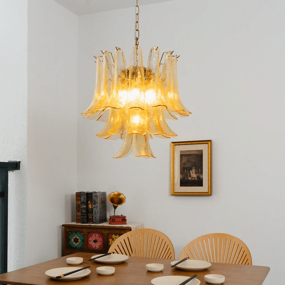 Amber Cascade Glass Chandelier Glass lighting by Bling Lighting Studio