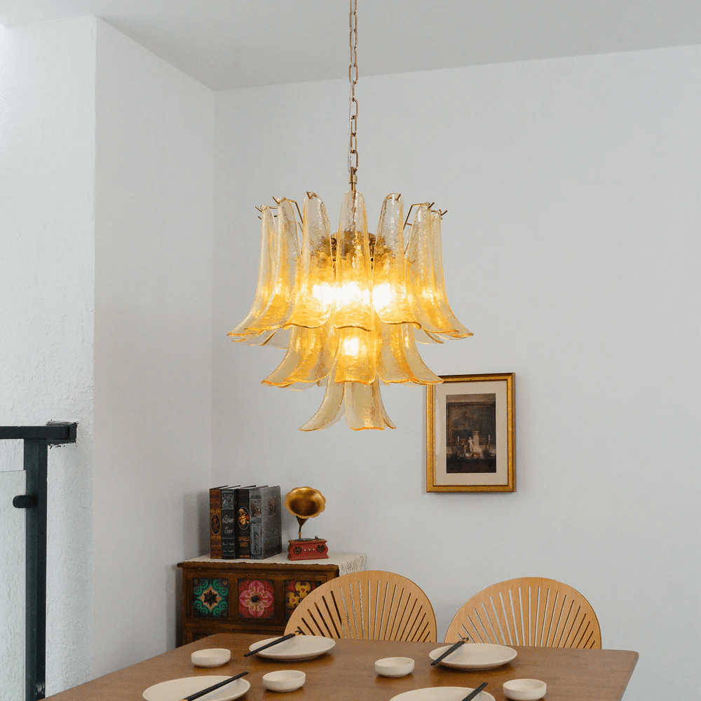 Amber Cascade Glass Chandelier Glass lighting by Bling Lighting Studio