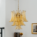 Amber Cascade Glass Chandelier Glass lighting by Bling Lighting Studio