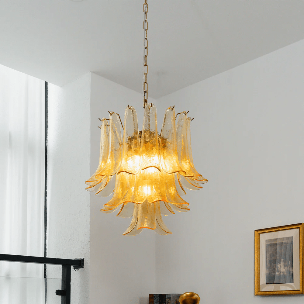 Amber Cascade Glass Chandelier Glass lighting by Bling Lighting Studio