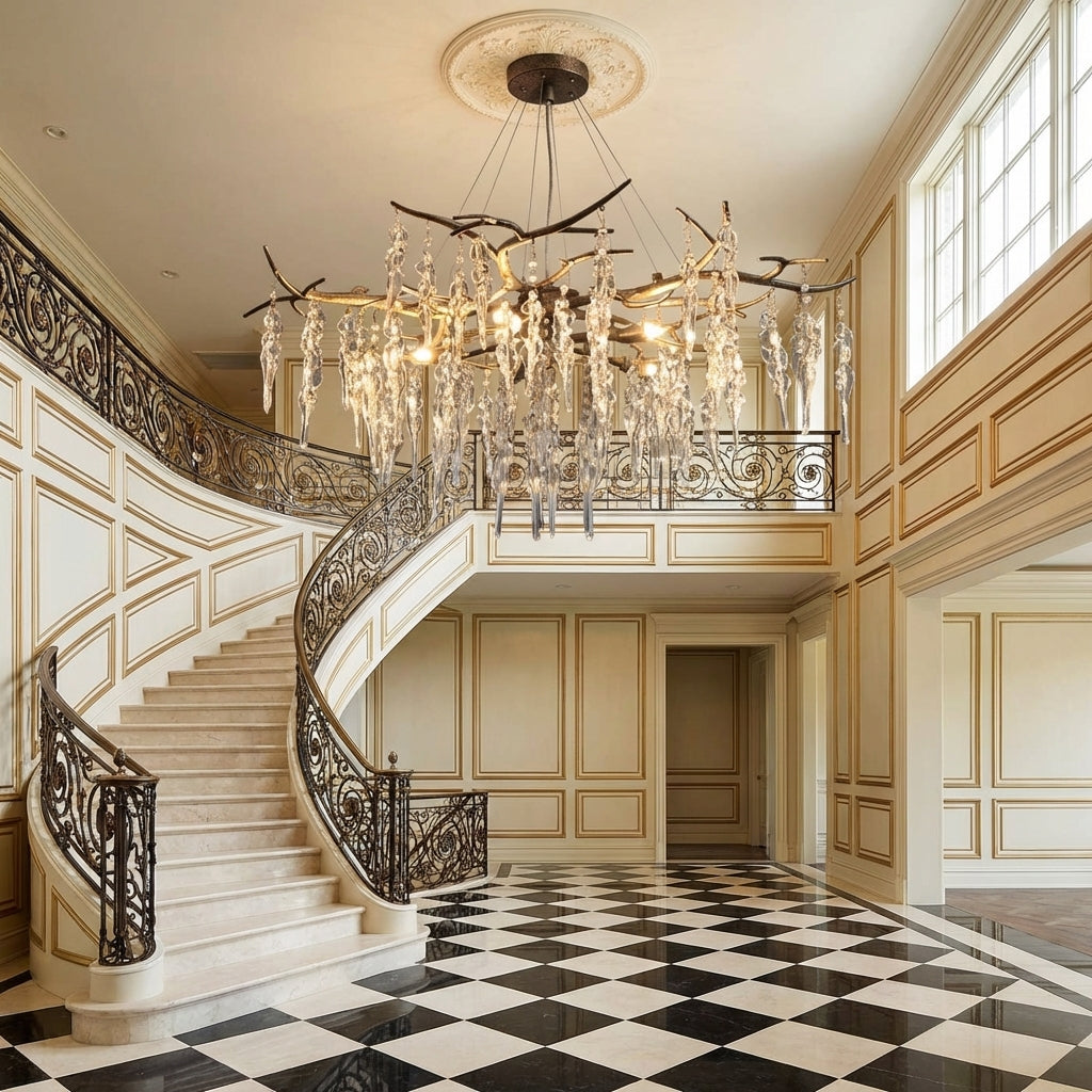 New Light Luxury Crystal Geometric Chandelier for Living Room/Dining Room/Bedroom