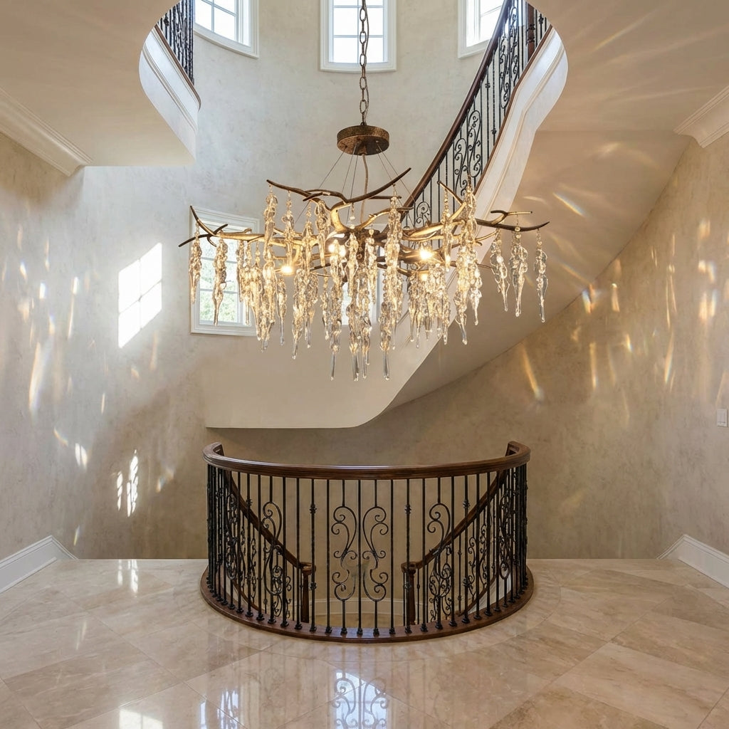 New Light Luxury Crystal Geometric Chandelier for Living Room/Dining Room/Bedroom