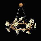 Modes Brass Ring Stone Flower Chandelier