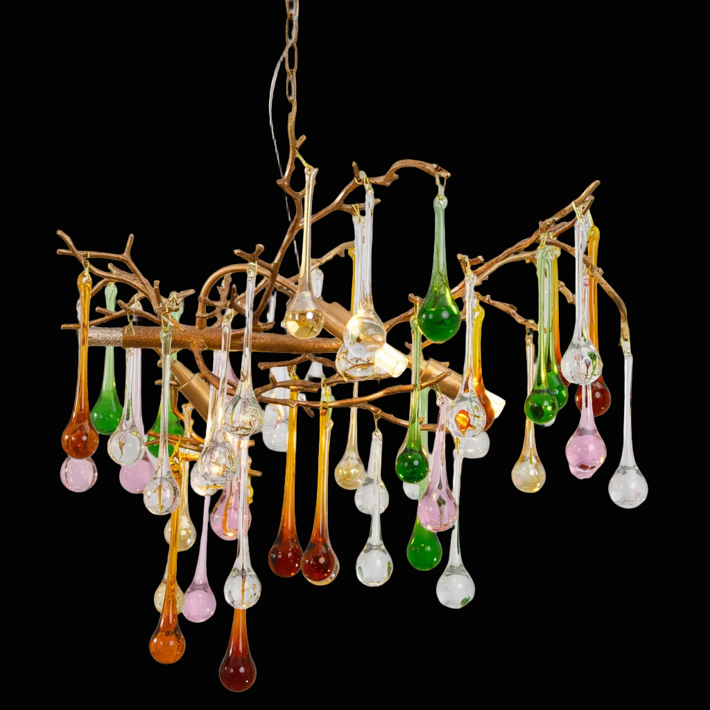 Avis Colorful Crystal Rain Branch Chandelier