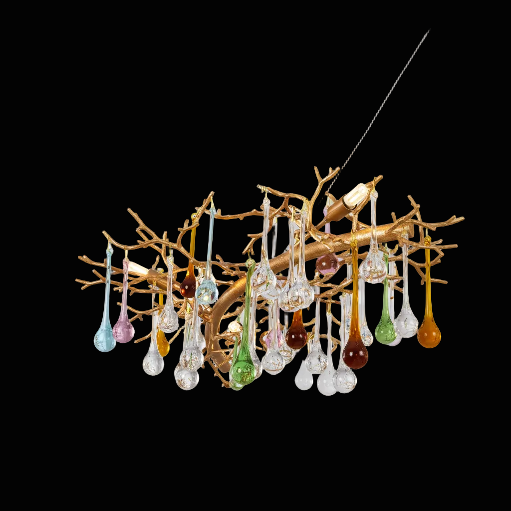 Avis Colorful Crystal Rain Branch Chandelier