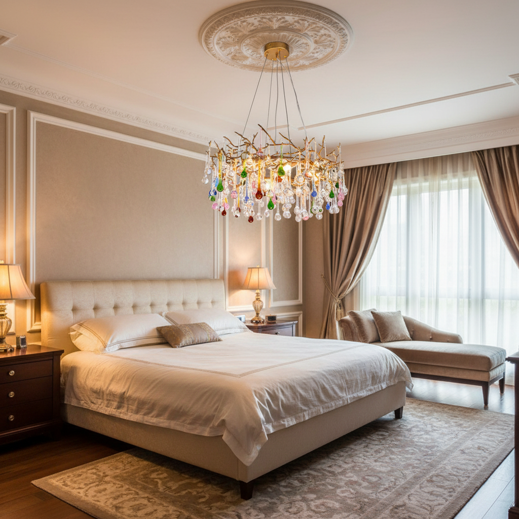 Avis Colorful Crystal Rain Branch Chandelier