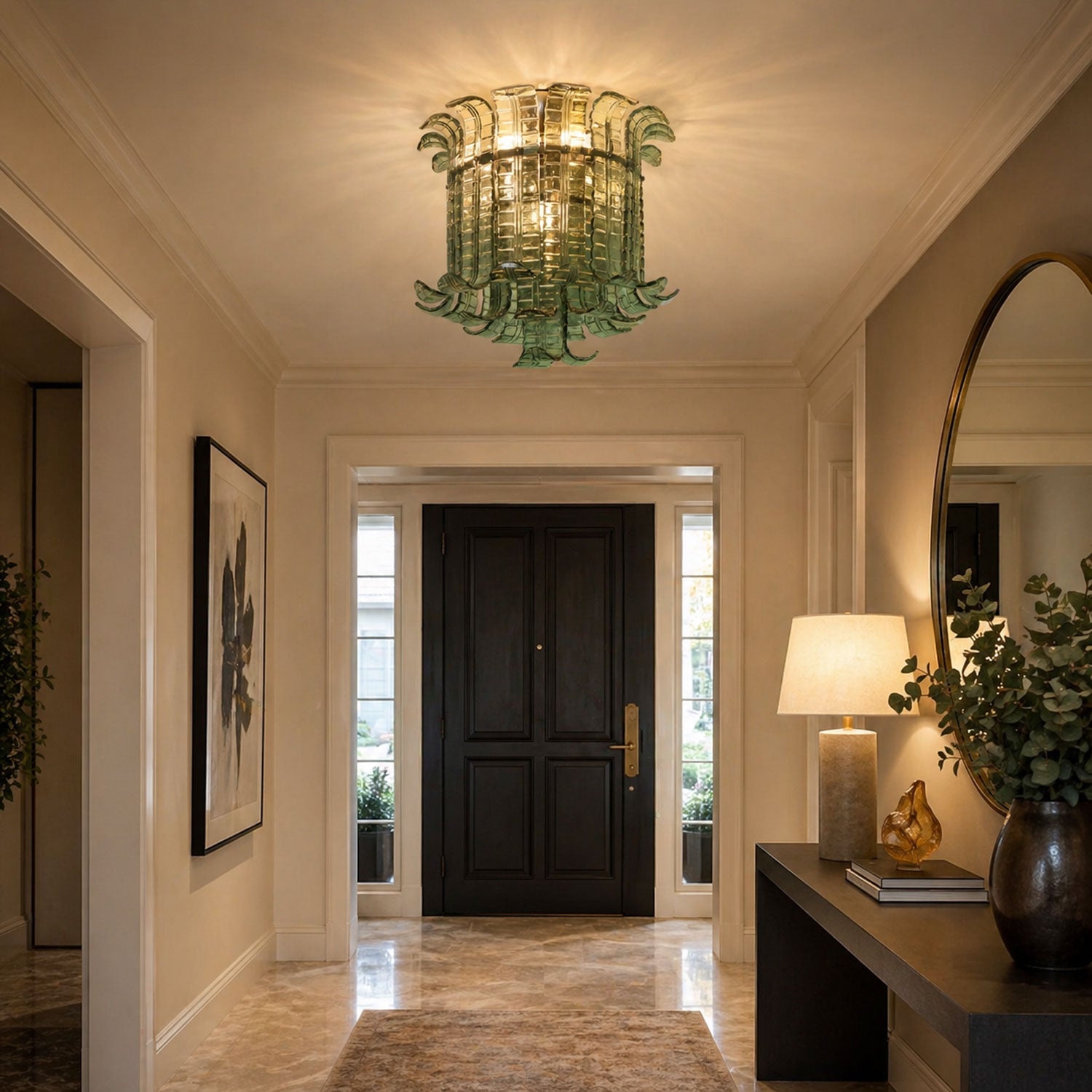 Glass Palmette Transparent Chandelier Murano lighting by Bling Lighting Studio