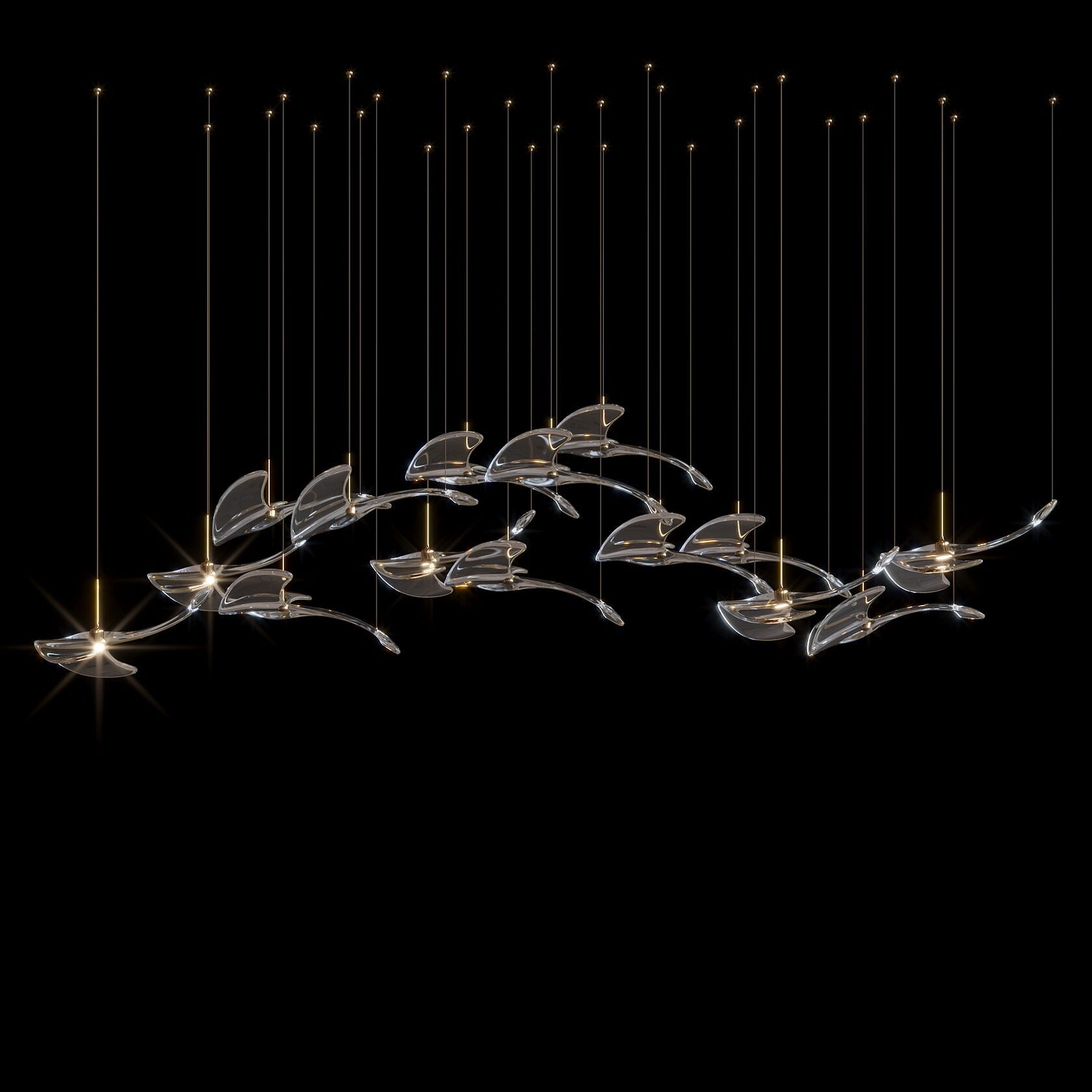 Glass Swallow Flight Chandelier