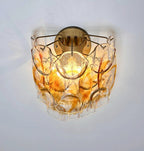 Murano Wall Lamp | 10 White Crostoli Glass | Set of 2