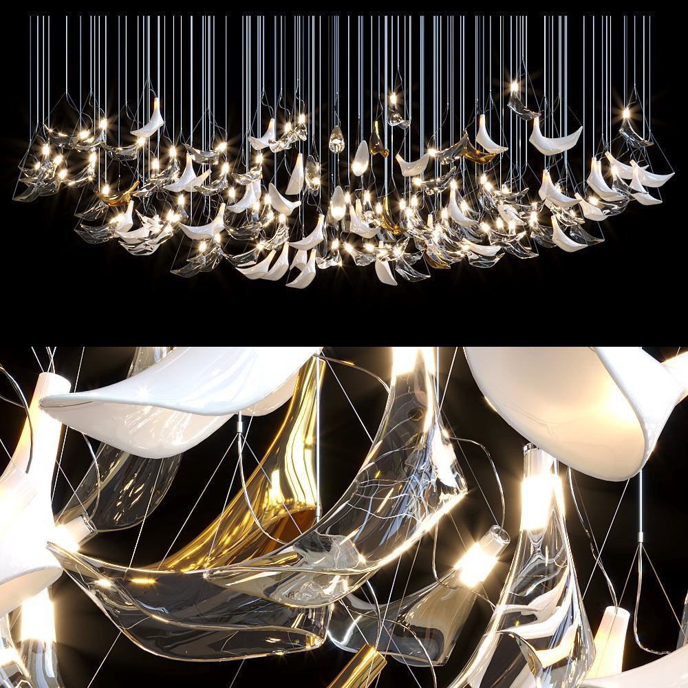 White Manta Mix Chandelier