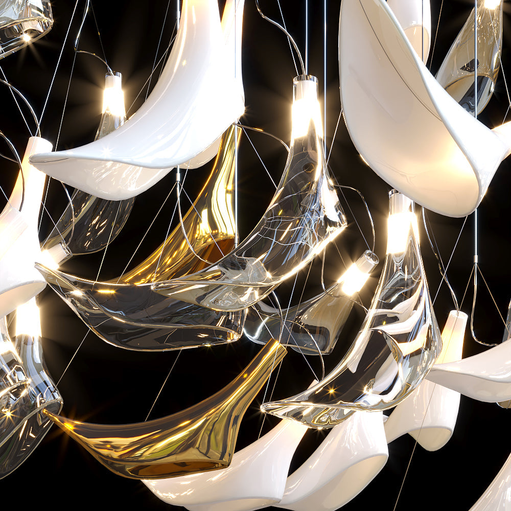 White Manta Mix Chandelier