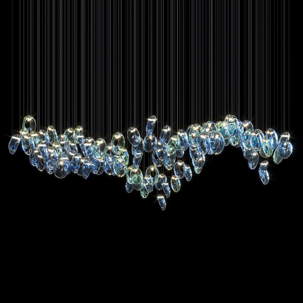 Blue Glass Ring Cluster Chandelier