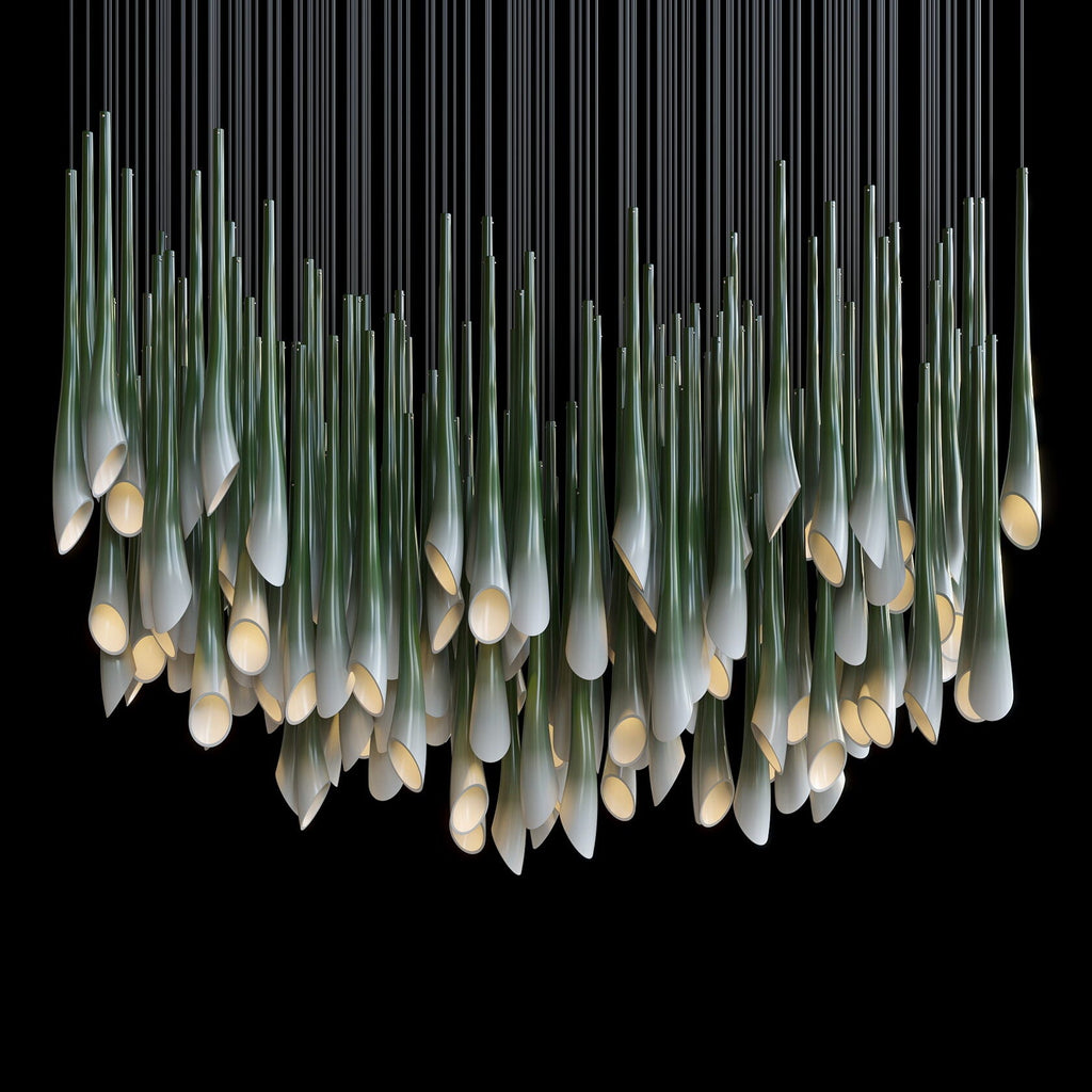 Green Trumpet Cluster Chandelier