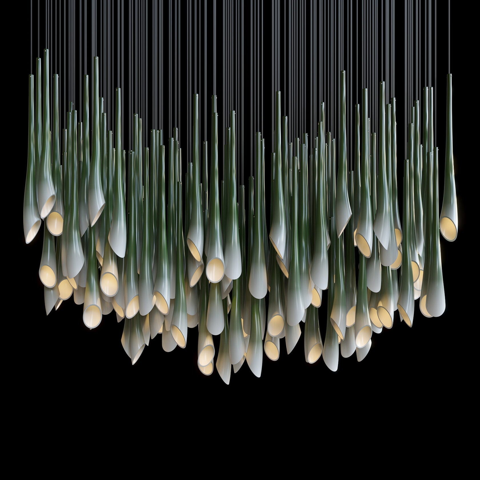 Green Trumpet Cluster Chandelier
