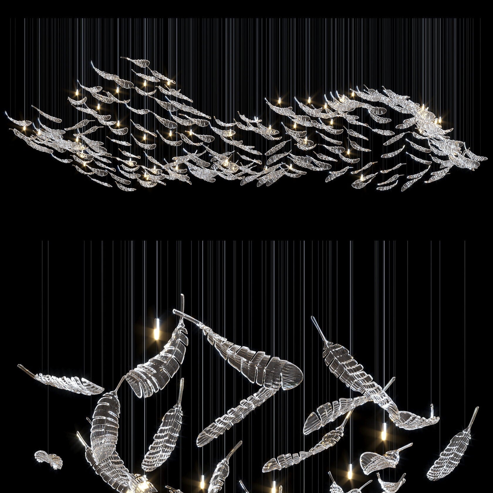 Crystal Feather Flight Chandelier