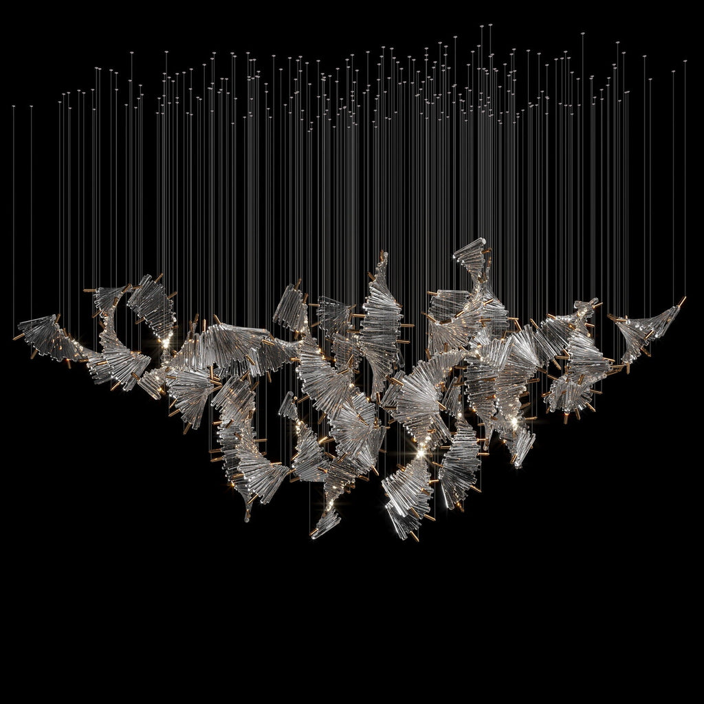 Crimson Fan Wave Chandelier