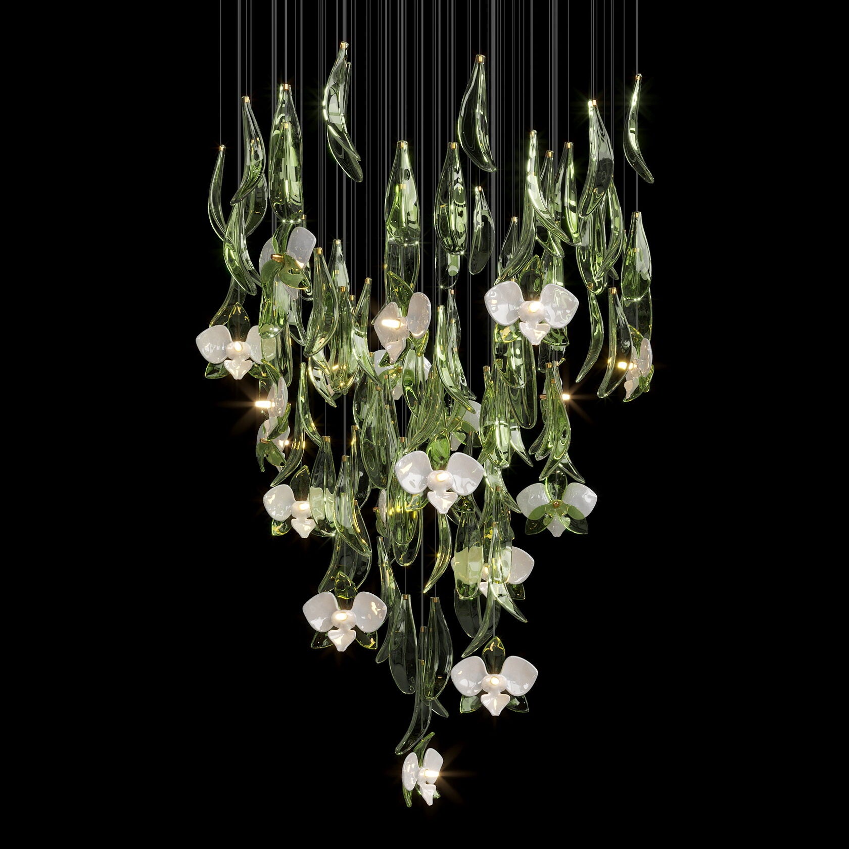 Green Orchid Cascade Chandelier