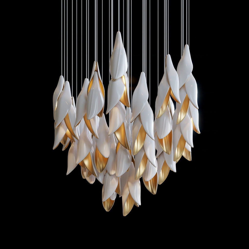 Black Gold Petal Cascade Chandelier