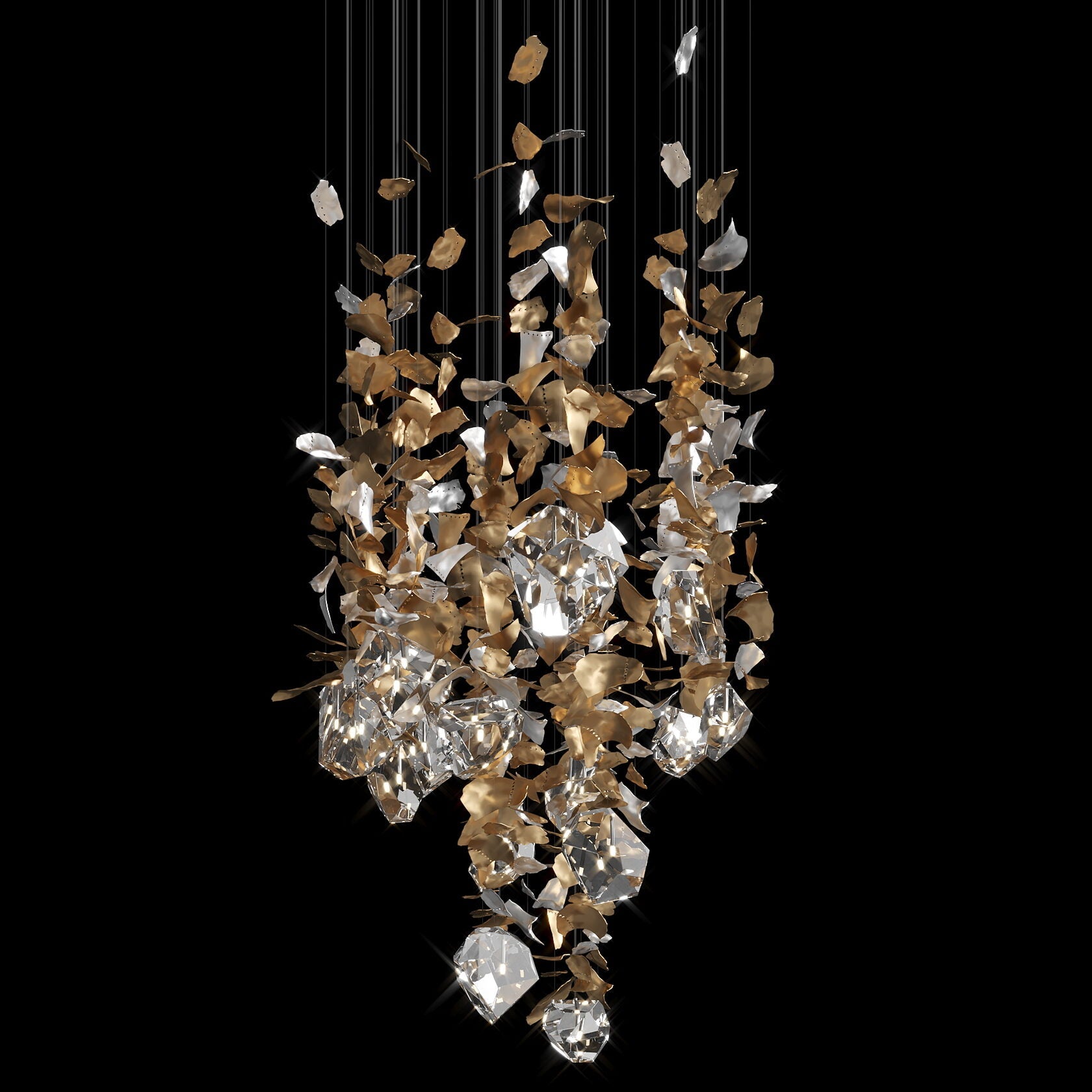 Crystal Leaf Scatter Chandelier
