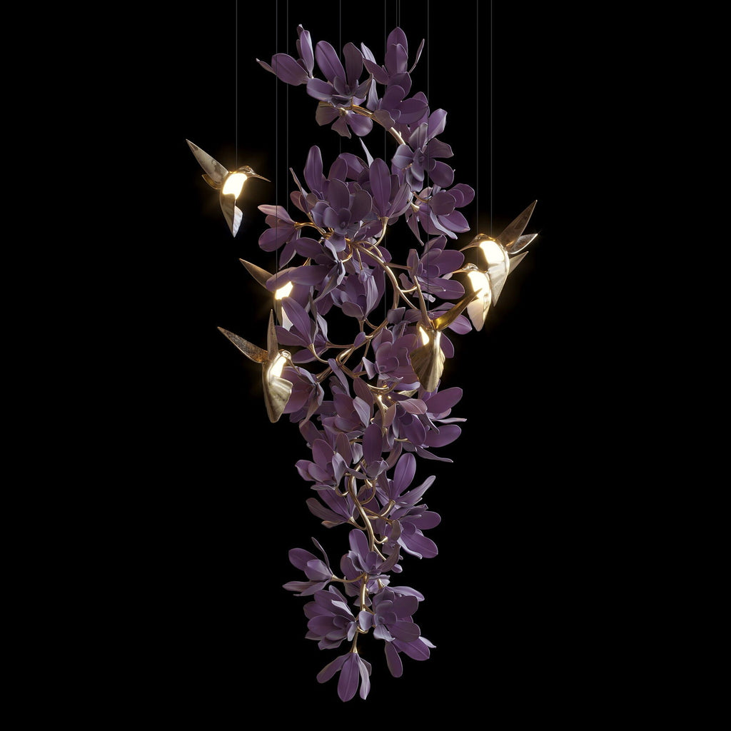 Violet Blossom Bird Chandelier