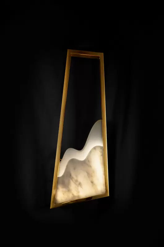 Modern Luxury Alabaster Chandelier with Golden Brass Frame, Organic Floating Design by Bling Lighting Studio
