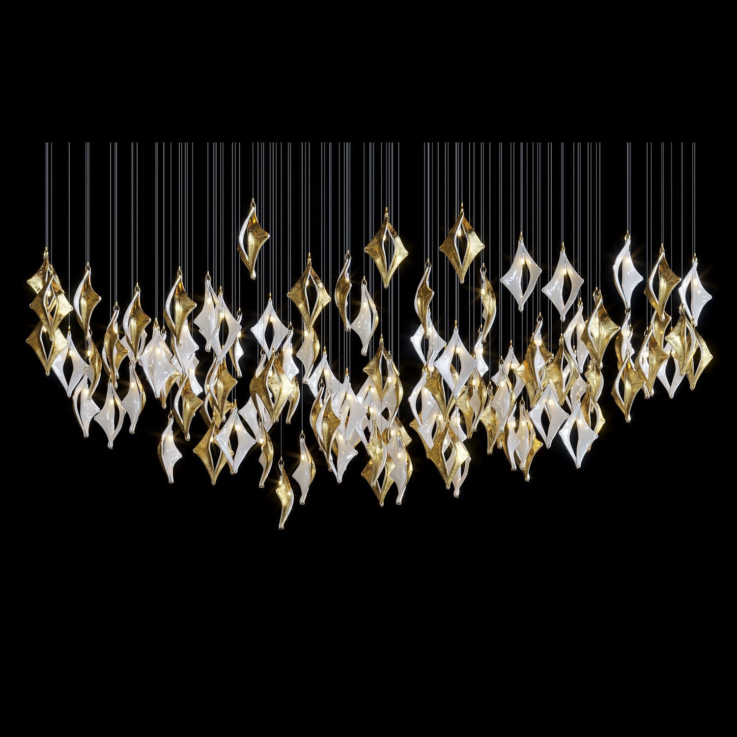 Black Gold Diamond Cascade Chandelier