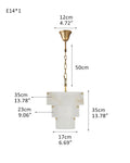 3 Tier White Round Alabaster Chain Pendant Light Fitting in Brass 10in
