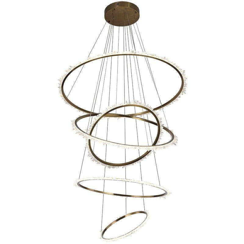 Rose Rock Crystal Multi-rings Chandelier Modern Chandelier Staircase by Bling Lighting Studio