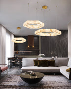 LED Hexagon Alabaster Pendant Lamp detail view