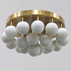 Alabaster Semi Flush Mount with Etched Opal Marble Shades