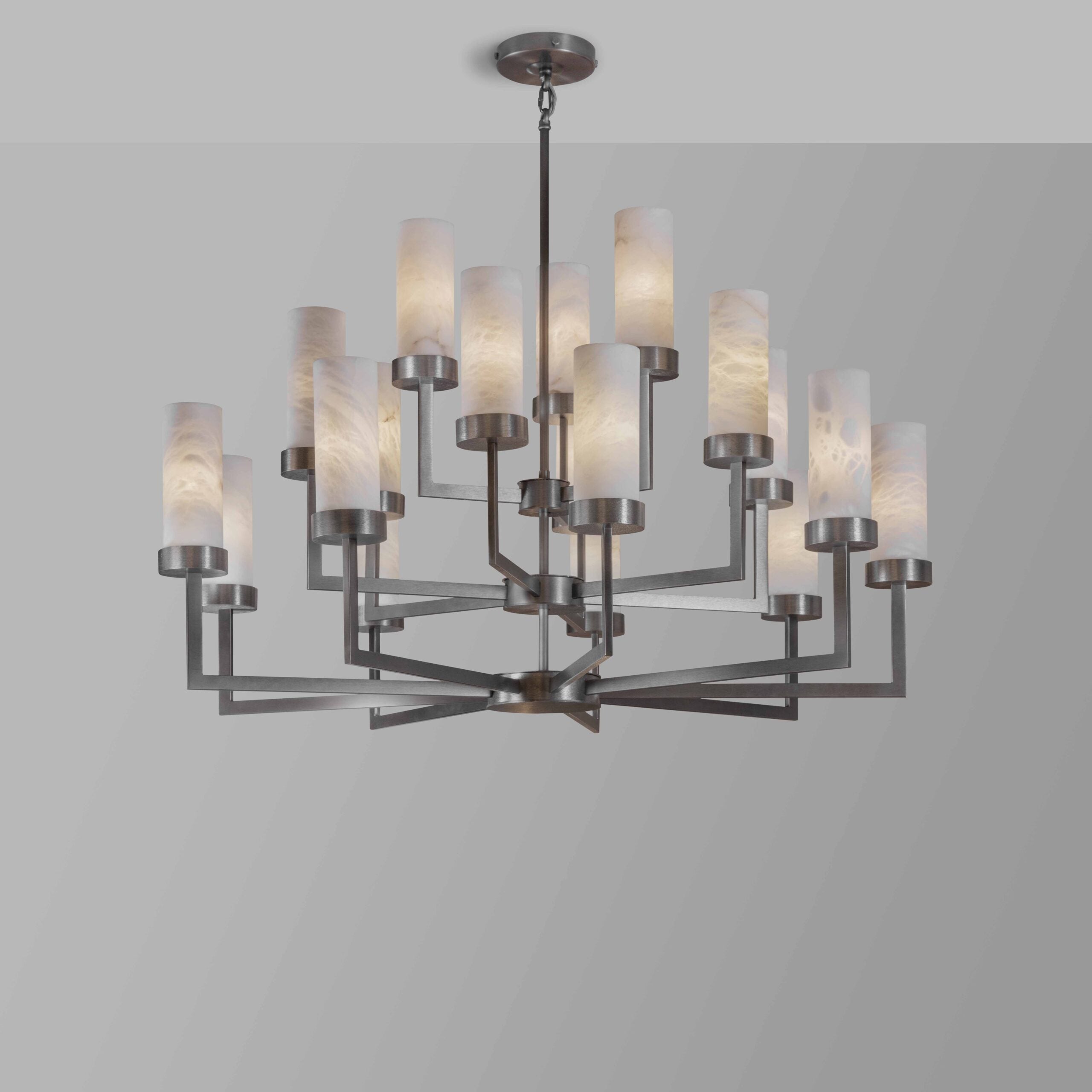Three Tier Compass Alabaster Chandelier by Bling Lighting Studio