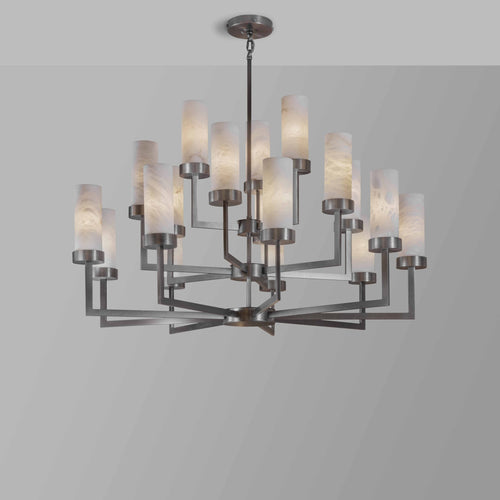 Three Tier Compass Alabaster Chandelier by Bling Lighting Studio