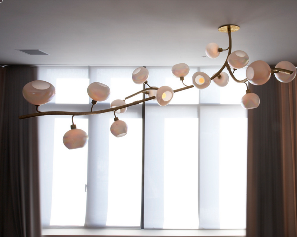Modern Linear Brass Branches Chandelier for Dining Room by Bling Lighting Studio