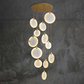 Queenie Alabaster Drop Long Round Chandelier by Bling Lighting Studio