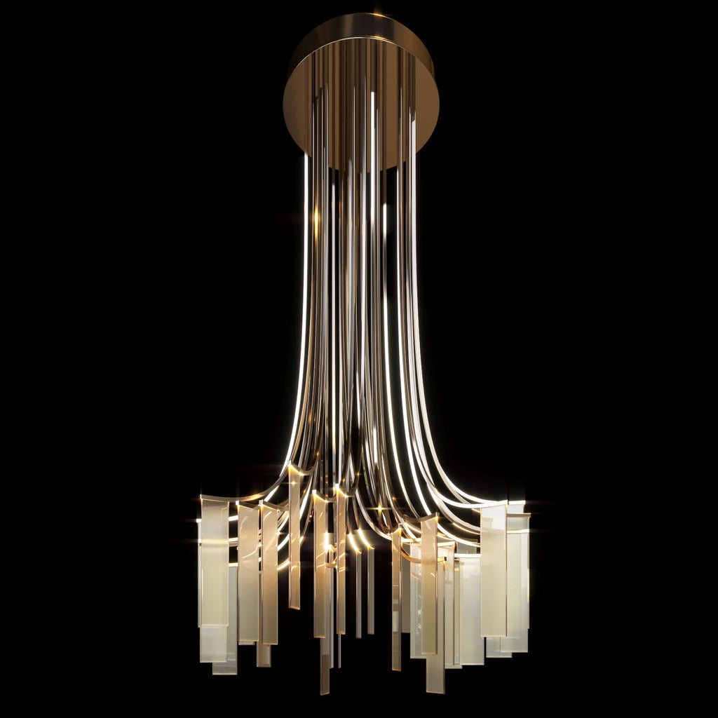 Linear Panel Cascade Chandelier