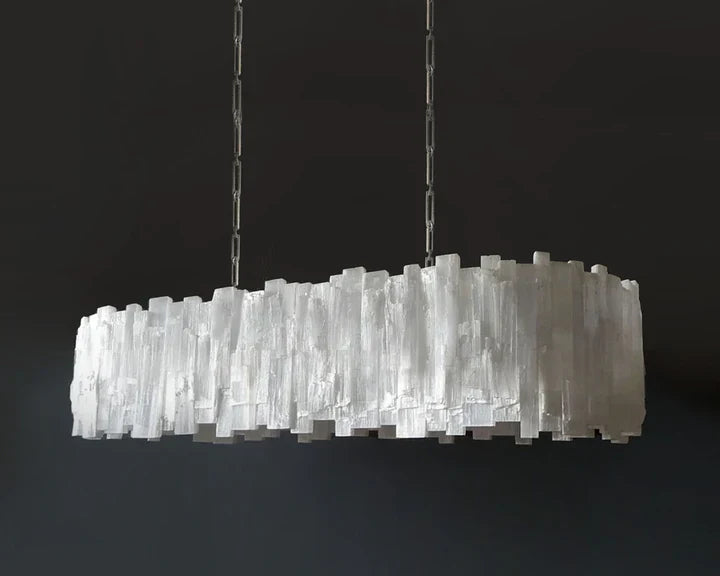 Claire 1 Tier Rectangular Selenite Chandelier