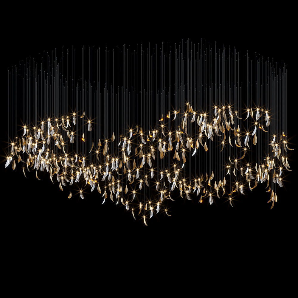 Gold Silver Leaf Rain Chandelier