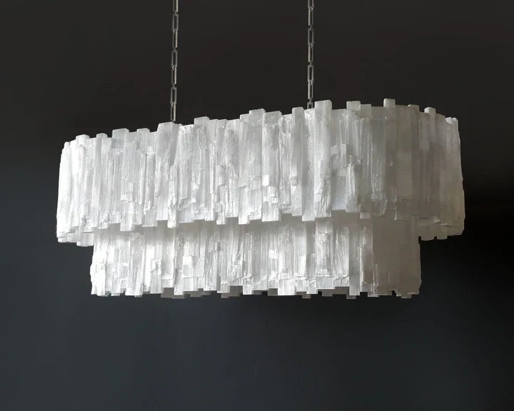 Claire 2 Tier Racetrack Selenite Chandelier