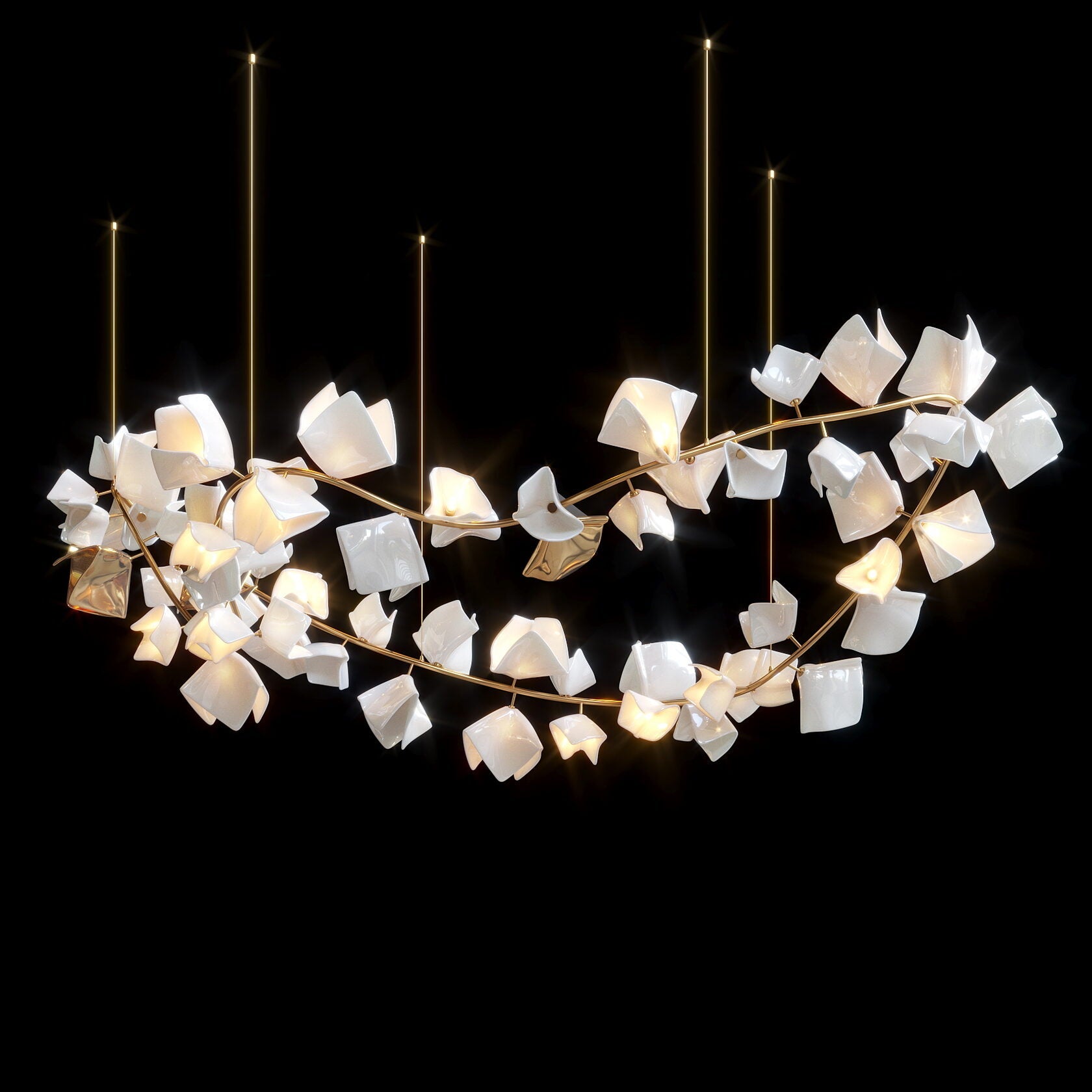 White Petal Cluster Chandelier