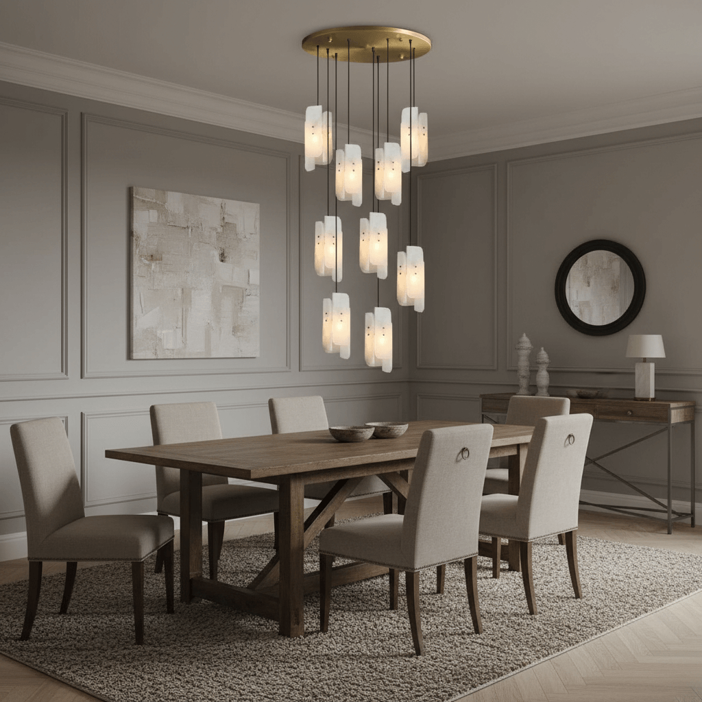 Lunara Alabaster Chandelier detail view