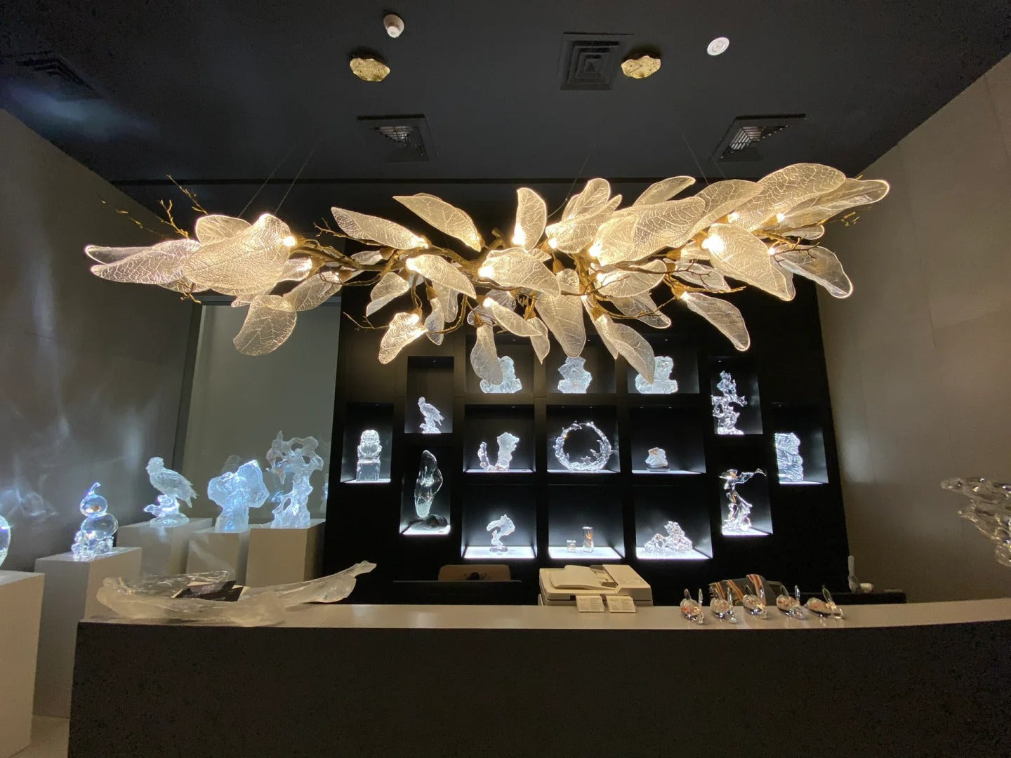 Creative Bionic Resin Leaves Chandelier for Living Room/Dining Room/Staircase by Bling Lighting Studio