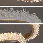 Staircase Quartz Modern Crystal Ring Chandelier by Bling Lighting Studio