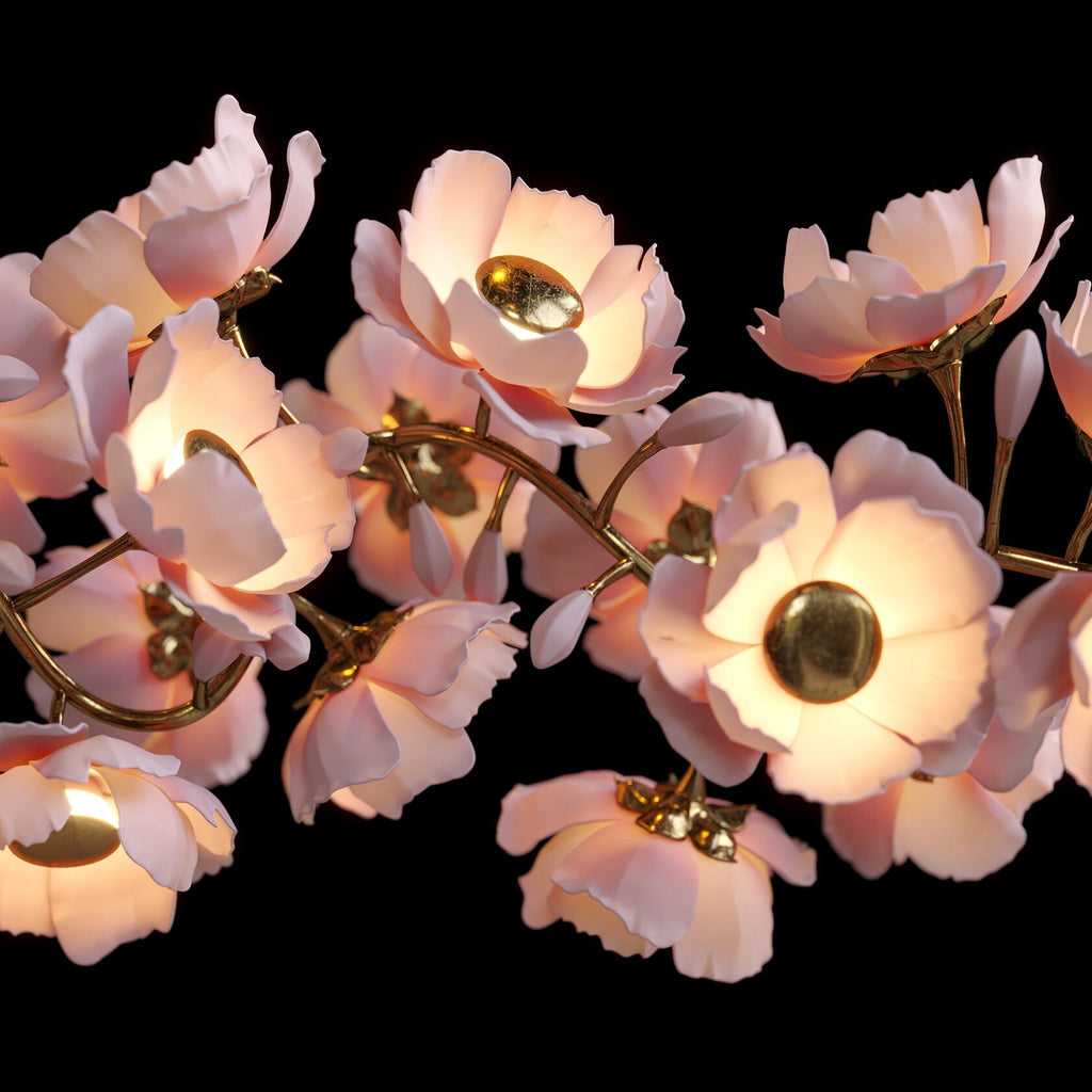 Blush Peony Branch Chandelier