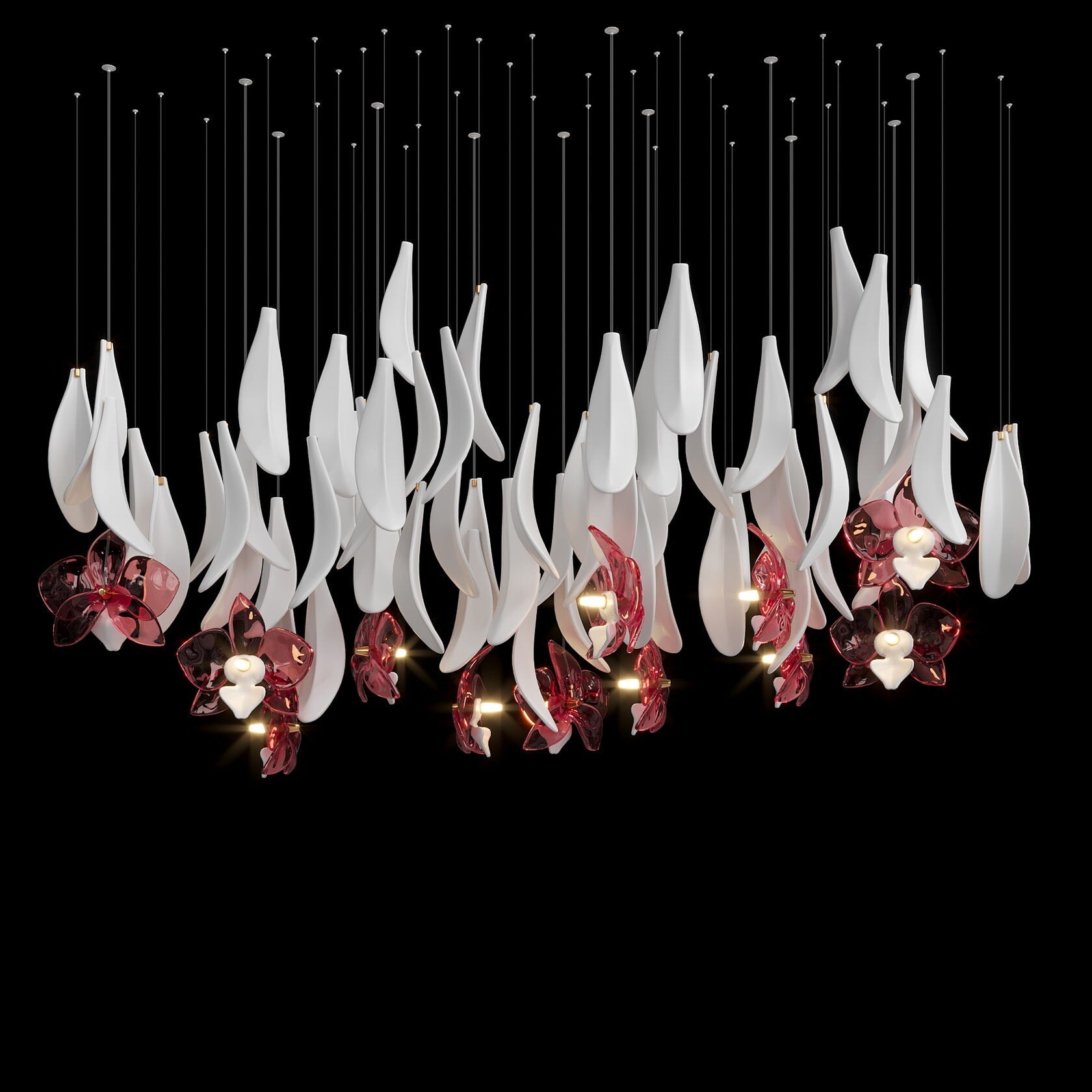 Green Orchid Cascade Chandelier