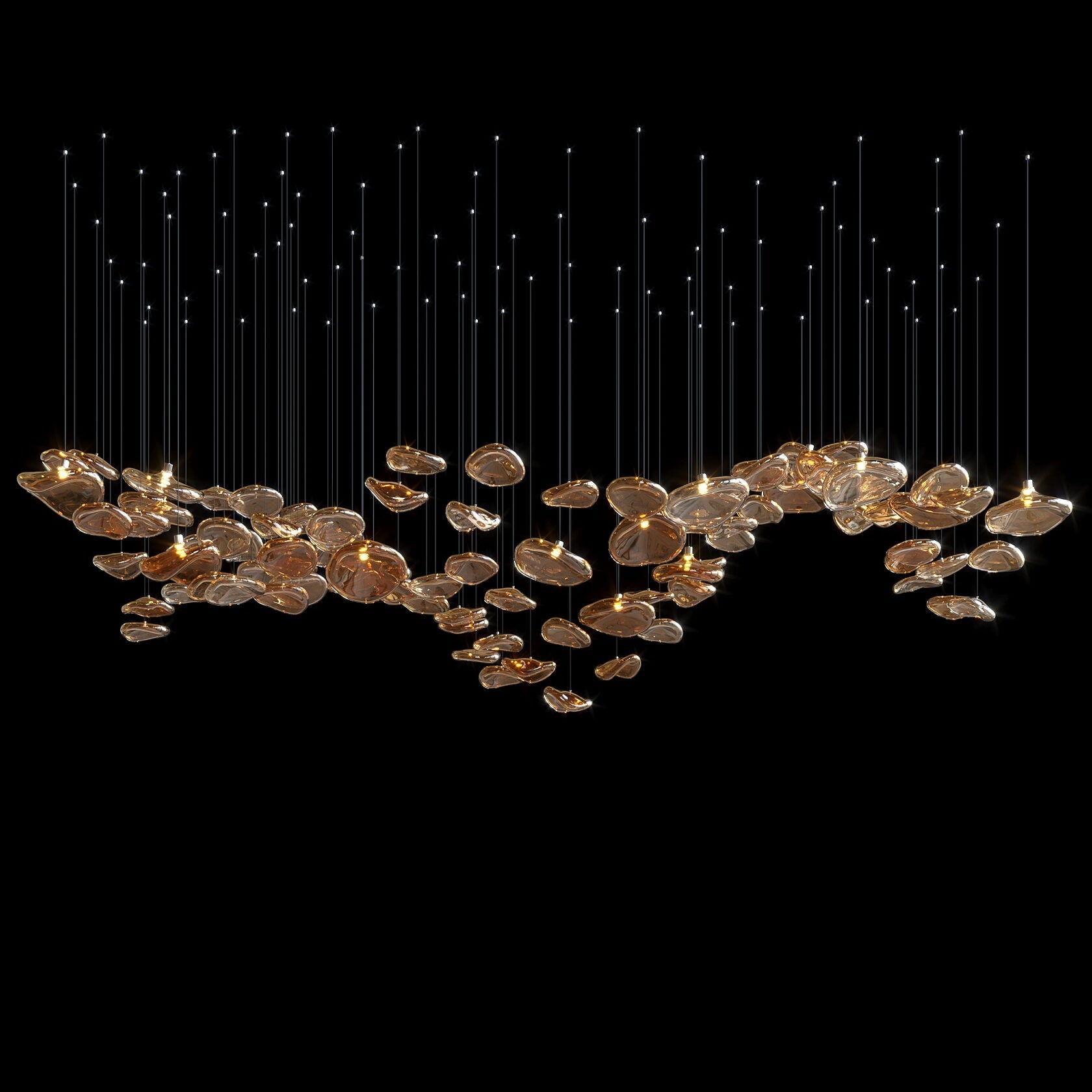 Amber Pebble Orbit Chandelier