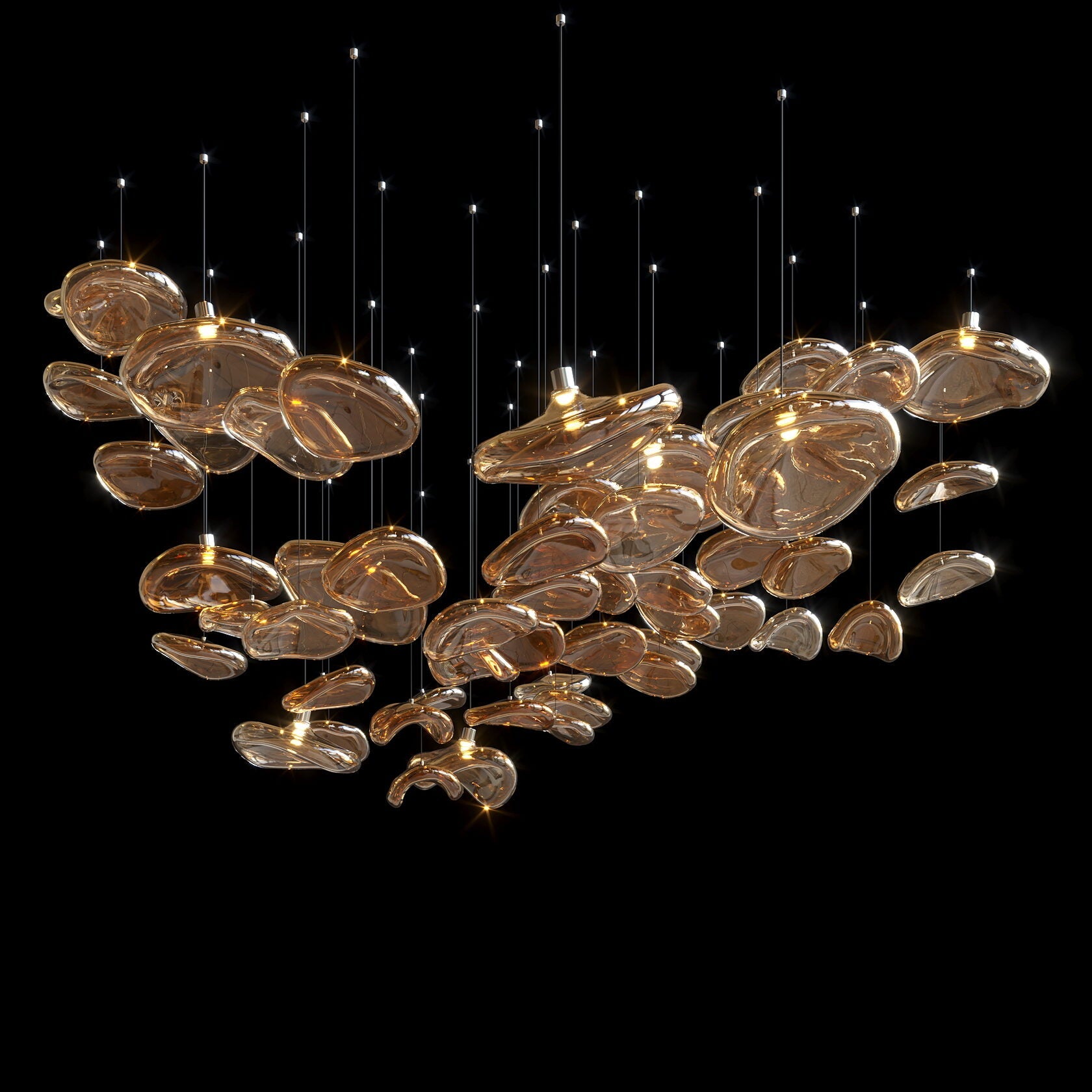 Amber Pebble Orbit Chandelier